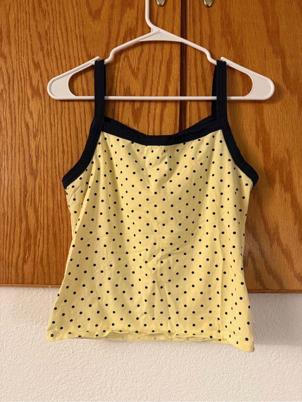 Classic Yellow Polka Dot Cami with Black Trim